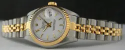 ROLEX Ladies 18kt Gold & Stainless DateJust White Stick 79173 SANT BLANC
