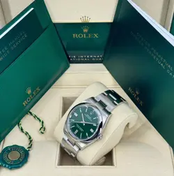 Unworn Rolex Oyster Perpetual 36mm, Green, 126000, dated 2024