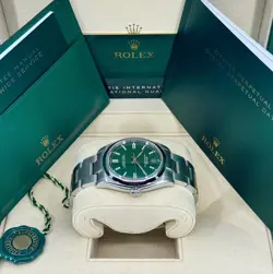 Unworn Rolex Oyster Perpetual 36mm, Green, 126000, dated 2024