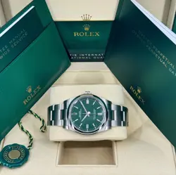 Unworn Rolex Oyster Perpetual 36mm, Green, 126000, dated 2024