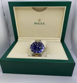 ROLEX SUBMARINER 16613 SILVER AND GOLD OYSTER BRACELET WITH BLUE BEZEL (H 🐝)