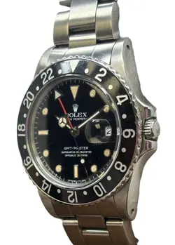 ROLEX GMT MASTER 40MM VINTAGE 16750 BLACK DIAL AUTOMATIC WATCH