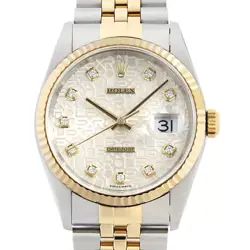 ROLEX DATEJUST 10P DIAMOND 16233G SILVER CARVING COMPUTER U NUMBER SECOND HA...