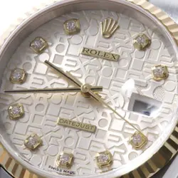 ROLEX DATEJUST 10P DIAMOND 16233G SILVER CARVING COMPUTER U NUMBER SECOND HA...