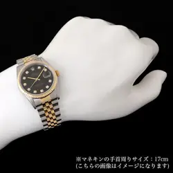 ROLEX DATEJUST 10P DIAMOND 16233G BLACK W NUMBER SECOND HAND MENS
