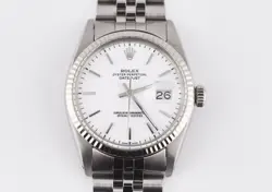 ROLEX DATEJUST REF.16014 STAINLESS STEEL & WHITE GOLD 36MM WHITE DIAL