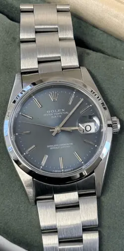 ROLEX OYSTER PERPETUAL DATE 15200 BLUE DIAL MENS WATCH - 2000 -
