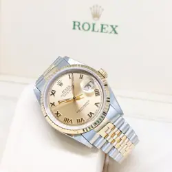 ROLEX 36MM CHAMPAGNE ROMAN DATEJUST REF: 16233 (W SERIES)