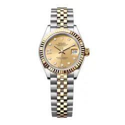 ROLEX DATEJUST 28 WATCH 28MM CHAMPAGNE DIAMOND INDEX MARKERS DIAL 279173