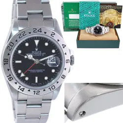 1995 MINT ROLEX EXPLORER II 16570 STAINLESS STEEL TRITIUM BLACK DIAL GMT 40MM