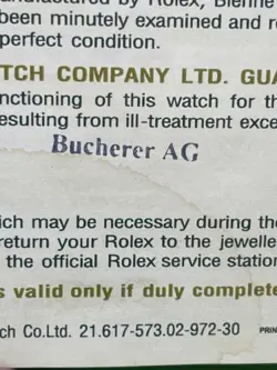Vintage Rare Rolex Watch -1971 Open Hand Written Blank Certificate Guarantee R4