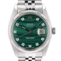 ROLEX DATEJUST MENS WATCH 18KW & SS GREEN DIAL FLUTED JUBILEE BAND 36MM
