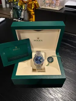 2022 ROLEX 126334 DATEJUST 41 BLUE DIAMOND DIAL FLUTED BEZEL