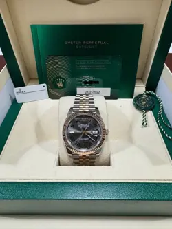 ROLEX DATEJUST 41 126331 WIMBLEDON 18K EVEROSE GOLD STEEL DIAL WATCH B&P 2022