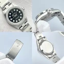 Rolex Oyster Perpetual 76080 24mm Black Diamond Dial Diamond Bezel Box