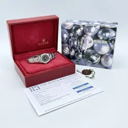 Rolex Oyster Perpetual 76080 24mm Black Diamond Dial Diamond Bezel Box