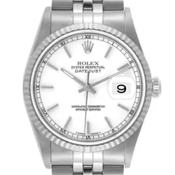 ROLEX DATEJUST WHITE DIAL STEEL WHITE GOLD MENS WATCH 16234