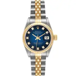 ROLEX DATEJUST VIGNETTE DIAMOND DIAL STEEL YELLOW GOLD WATCH 69173 BOX PAPERS