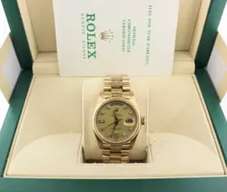 1982 ROLEX DAY-DATE 18078 CHAMPAGNE DIAMOND DIAL 18KT PRESIDENT WITH PAPERS 36MM