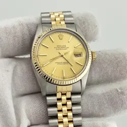 ROLEX DATEJUST 16013 CHAMPAGNE DIAL 18K YELLOW GOLD STAINLESS STEEL