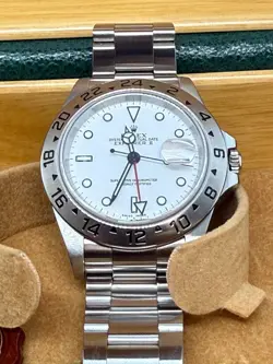 ROLEX EXPLORER II 40MM POLAR WHITE STAINLESS STEEL WATCH 16570 2007 FULL SET A