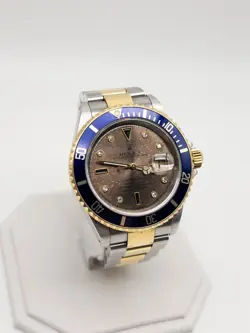 RARE ROLEX 16613 SUBMARINER SERTI TROPICAL DIAL Mens Watch PAPERS BOX RARE