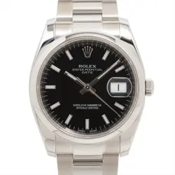 ROLEX OYSTER PERPETUAL DATE 115200 SS AT BLACK DIAL