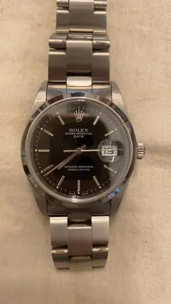 ROLEX DATE 15200 34 MM SILVER OYSTER BRACELET WITH SILVER BEZEL
