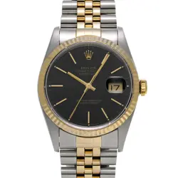 ROLEX 1/20  DATEJUST 16233 X NUMBER MANUFACTURED AROUND 1991 BLACK WRISTWATCH R4