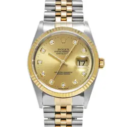 ROLEX 1/20  DATEJUST 16233G P NUMBER MANUFACTURED AROUND 2000 CHAMPAGNE/DIAMOND 