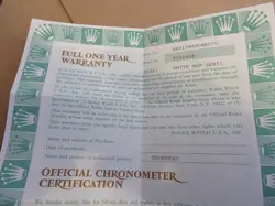 100% ORIGINAL ROLEX 69178  GUARANTEE PAPER  SERIAL