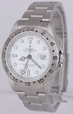 Rolex Explorer II Polar White SEL 40mm NO-HOLES GMT Stainless Steel Watch 16570T