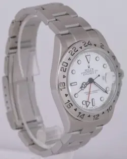 Rolex Explorer II Polar White SEL 40mm NO-HOLES GMT Stainless Steel Watch 16570T