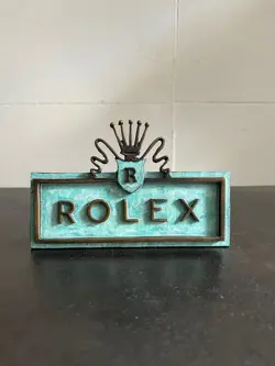Rolex Sign Vintage Display Plate Emblem Swiss Made Board
