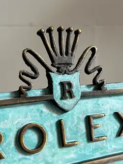 Rolex Sign Vintage Display Plate Emblem Swiss Made Board