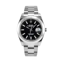 ROLEX DATEJUST 41MM 126300 BLACK STICK DIAL DOMED OYSTER STAINLESS STEEL WATCH