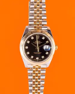 ROLEX DATEJUST 41MM 126333 YELLOW GOLD BLACK DIAMOND DIAL JUBILEE FLUTED BEZEL 2
