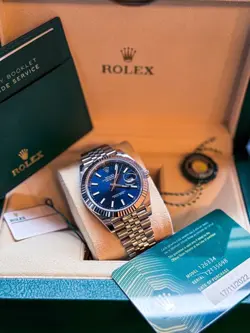2022  ROLEX DATEJUST 41MM BLUE DIAL FLUTED JUBILEE 126334 STAINLESS STEEL WATCH