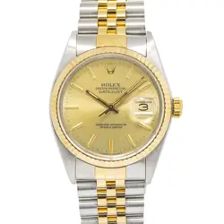 ROLEX DATEJUST 16013 JUBILEE 18K YG TWO TONE CHAMPAGNE DIAL AUTO MEN WATCH 36MM