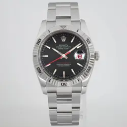 ROLEX DATEJUST TURN-O-GRAPH 116264 36MM STEEL BLACK DIAL AUTOMATIC MEN WATCH 