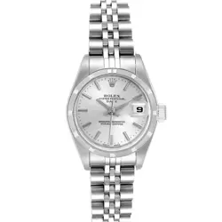 ROLEX DATE SILVER DIAL OYSTER BRACELET STEEL LADIES WATCH 79190