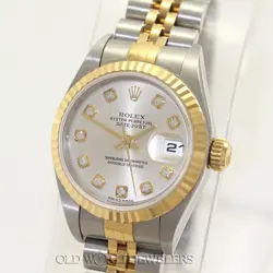 ROLEX LADY DATEJUST 79173 SILVER DIAMOND DIAL STAINLESS STEEL AND 18K GOLD W/BOX
