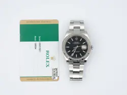 ROLEX DATEJUST 126334 WITH CARD 18K WHITE GOLD BLACK STAINLESS STEEL  41MM