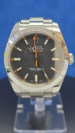 ROLEX MILGAUSS 116400 SILVER OYSTER BRACELET WITH SILVER BEZEL WITH BOX