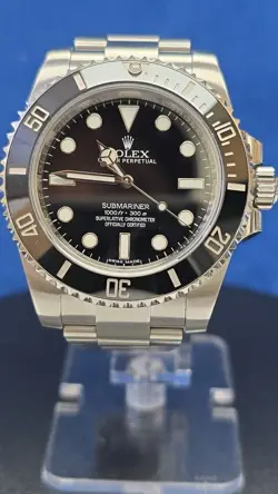 ROLEX SUBMARINER 114060 SILVER OYSTER BRACELET WITH BLACK BEZEL BOX AND PAPERS