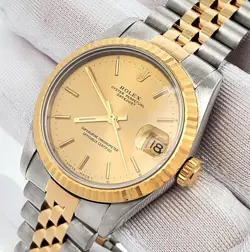 ROLEX DATEJUST 31MM CHAMPAGNE INDEX 2-TONE GOLD/STEEL JUBILEE WATCH 68273