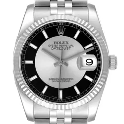 ROLEX DATEJUST STEEL WHITE GOLD TUXEDO DIAL MENS WATCH 116234
