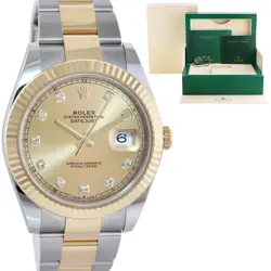 2021 MINT ROLEX DATEJUST 126333 TWO TONE GOLD CHAMPAGNE DIAMOND 41MM WATCH BOX