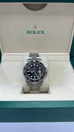 ROLEX GMT-MASTER II 116710LN SILVER OYSTER BRACELET WITH BLACK BEZEL ROLEX BOX