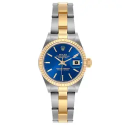 ROLEX DATEJUST STEEL YELLOW GOLD BLUE DIAL LADIES WATCH 79173